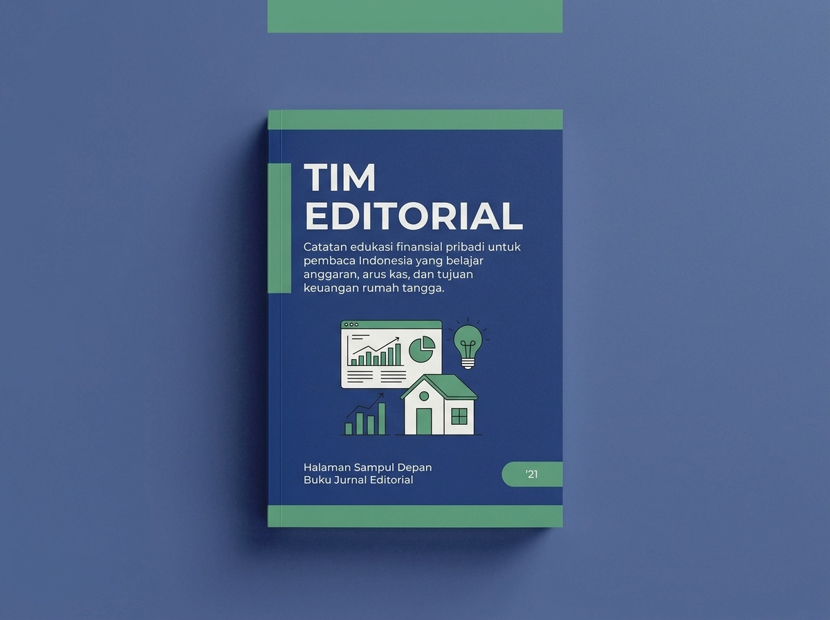 Halaman sampul buku jurnal editorial bertanda Tim Editorial