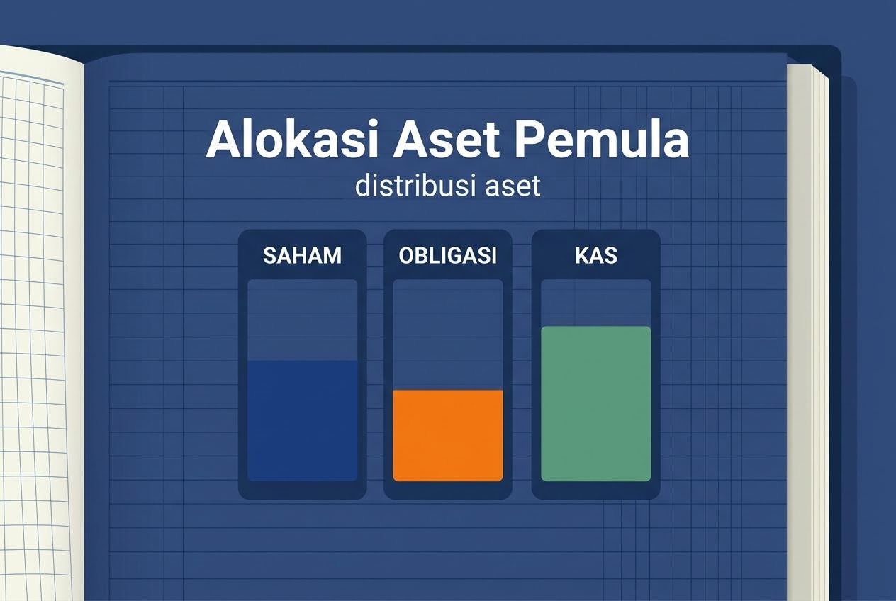 Tiga kolom kategori aset dengan bar proporsi distribusi
